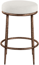 Load image into Gallery viewer, Ferro - Linen Textured Performance Fabric Upholstered Backless Counter Stool - Cream / Brushed Bronze
