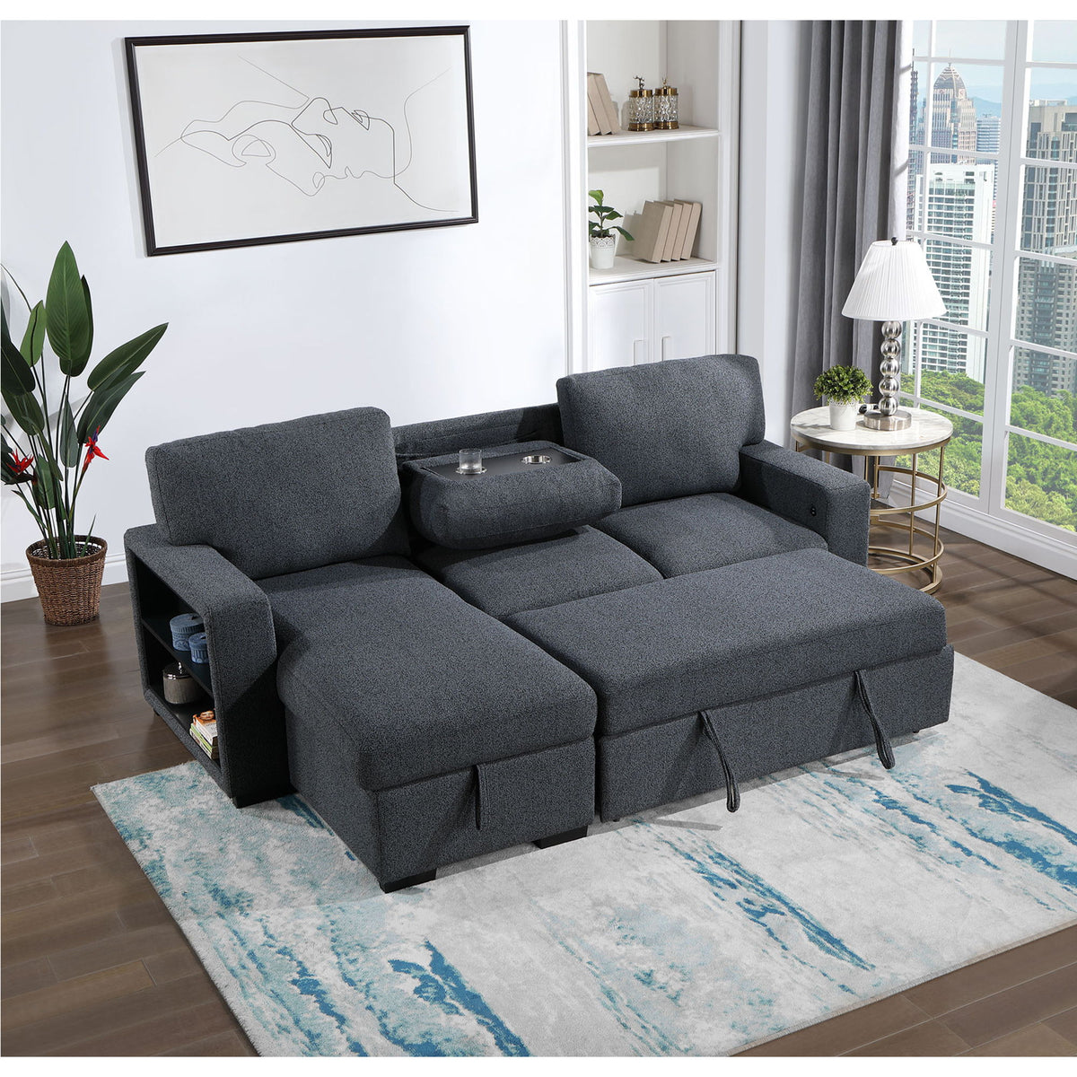Terrence - Pull Out Sofa Bed - Dark Gray