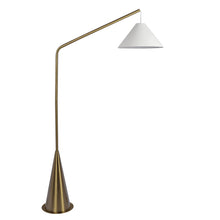 Load image into Gallery viewer, Lisbon - Floor Lamp With On / Off Switch Coned Base Hanging Shade - Antique Brass / White
