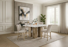 Load image into Gallery viewer, D04 - 7 Piece Dining Room Set (Bart Table And 6 Bar Stool) - Natural / Silver

