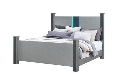 Logan - Queen Bed Side Rails And Slats - Silver