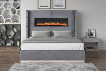 Load image into Gallery viewer, Galaxy Home Lizelle King Bed in with Ambient Lighting in Gray
