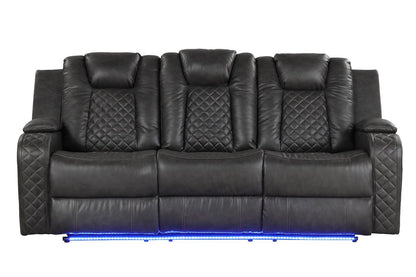 Galaxy Home Benz LED & Power Reclining Sofa in Gray image