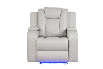 Galaxy Home Benz LED & Power Recliner Chair in Ice/ White image