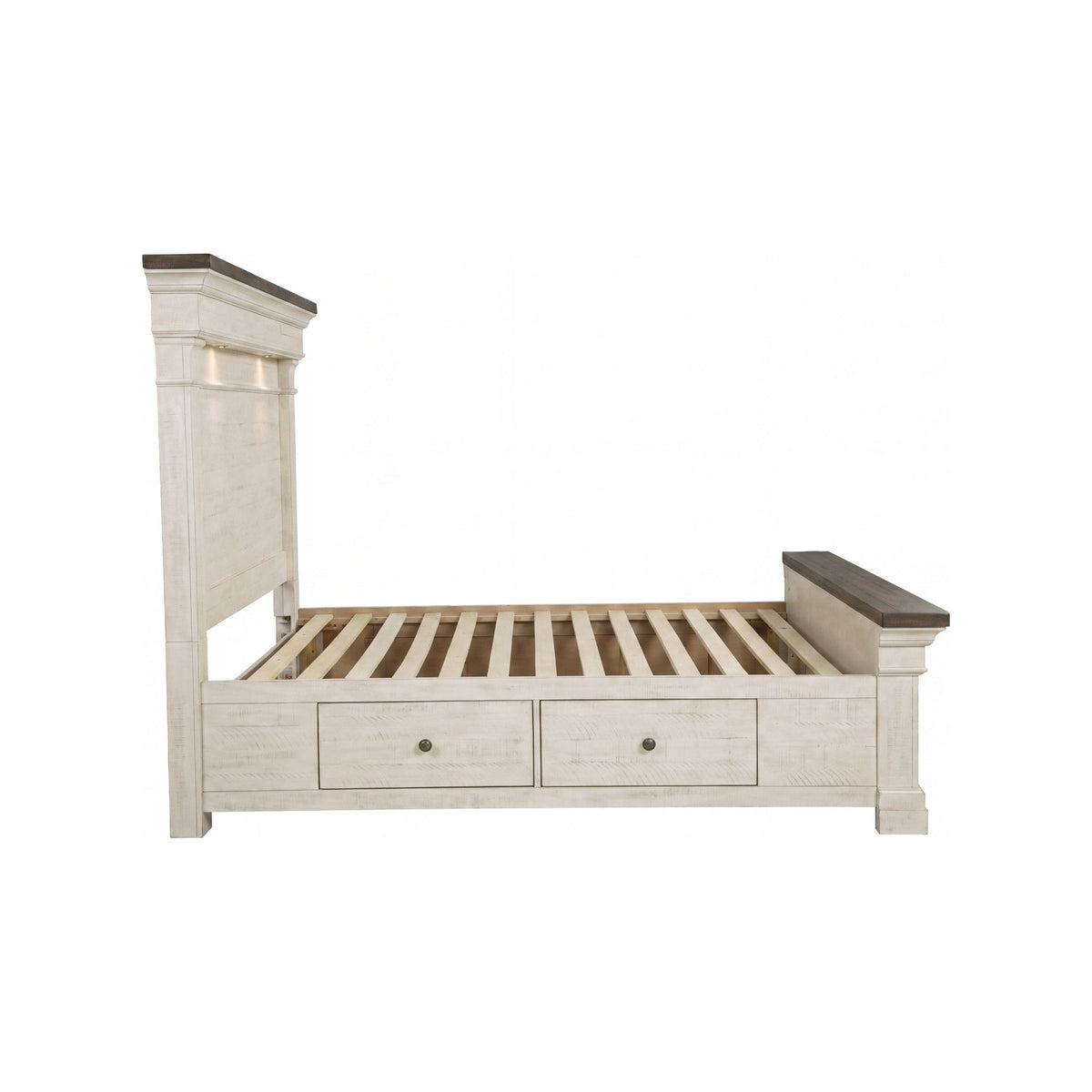 Augusta - 5/0 Queen Lighted Headboard - Rustic White