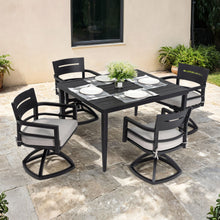 Load image into Gallery viewer, Outdoor Modern Dining Set, Chairs Sunbrella Cushioned And Dining Table With Umbrella Hole
