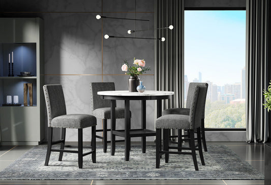 D40011 - 7 Piece Dining Room Set (Bar Table And 6 Bar Stools) - Dark Gray