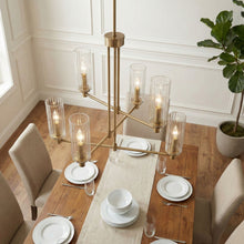 Load image into Gallery viewer, Timeless - 6 Lights Chandelier With Clear Ribbed Satin - Antique Brass / Clear / Gold
