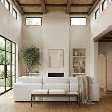 Load image into Gallery viewer, Nara - Linen Textured Fabric Upholstered Bench - Painted Brown Walnut

