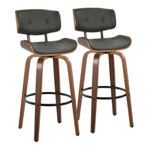 Load image into Gallery viewer, Lombardi - Mid-Century Modern Fixed Height Barstool With Swivel With Round Footrest (Set of 2)
