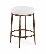 Load image into Gallery viewer, Ferro - Upholstered Backless Counter Stool With Brushed Bronze Base
