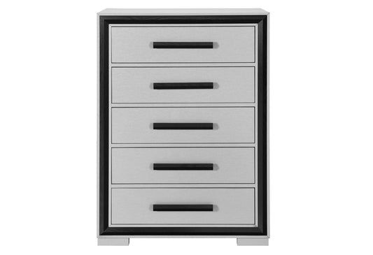Amelia - King Bed With LED - Gray / Black