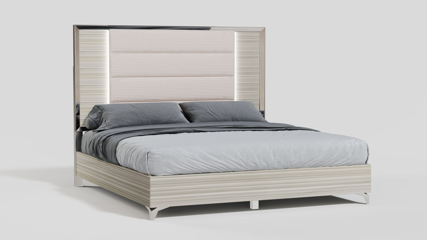 Zambrano - Queen Bed Headboard With LED - Light Gray / White
