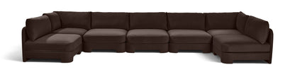 Hammond - Velvet Performance Fabric Upholstered 7 Piece U-Shaped Armless Sectional