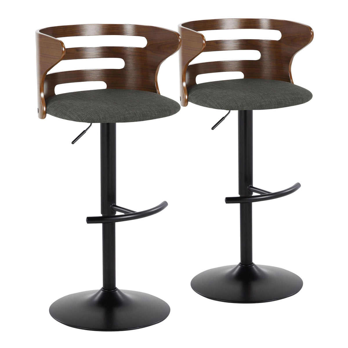 Cosi - Mid Century Modern Adjustable Barstool With Swivel With Rounded T Footrest (Set of 2) - Ego Home Furniture