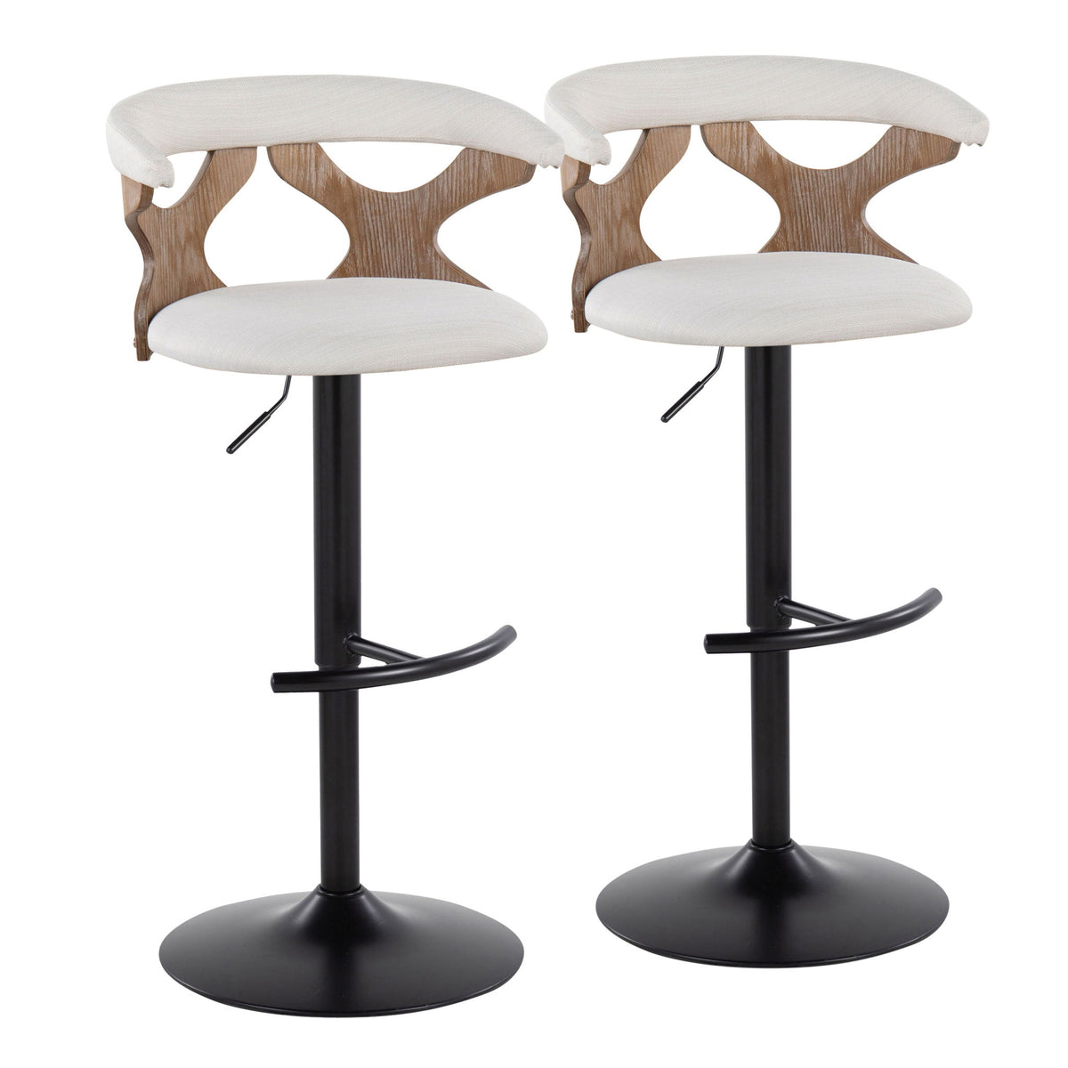 Gardenia - Contemporary Adjustable Barstool & Swivel With Rounded T Footrest (Set of 2) - Ego Home Furniture