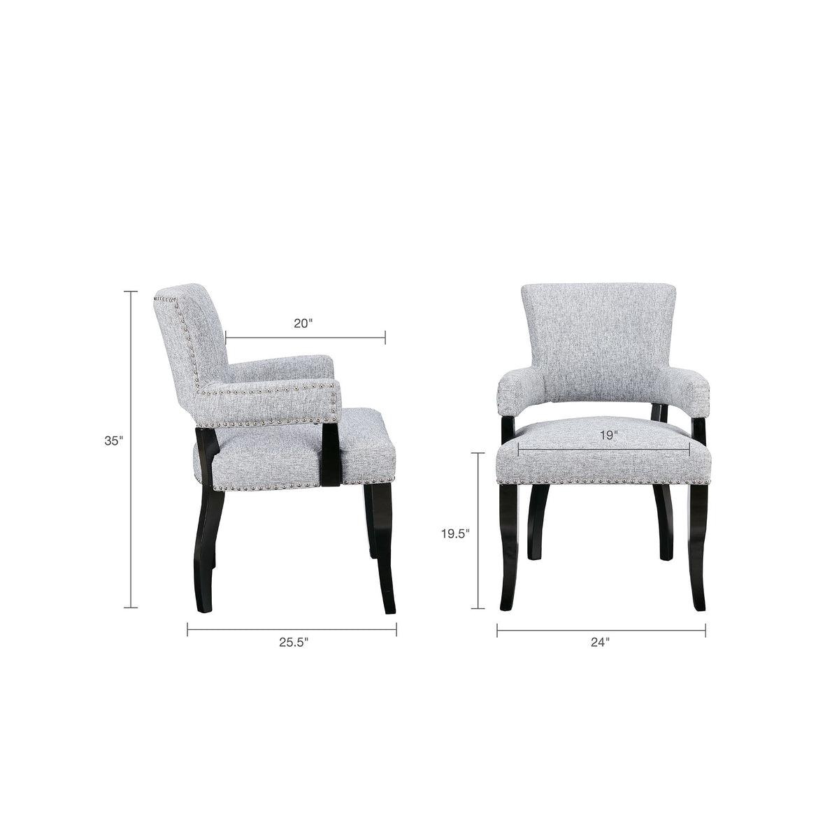Elegant Arm Dining Chair With Brass Nail Head Detailing - Ego Home Furniture