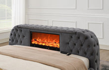 Load image into Gallery viewer, B541 - Velvet Bed With Fireplace, TV Mount &amp; Bluetooth Speaker &amp; USB
