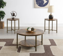 Load image into Gallery viewer, T330 - Round Coffee Table &amp; 2 End Tables - Dark Brown
