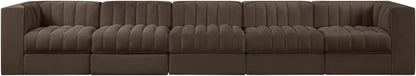 Rummi - Velvet Performance Fabric Upholstered 5 Piece Modular Sofa