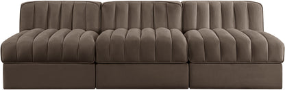 Rummi - Velvet Performance Fabric Upholstered 3 Piece Modular Armless Sofa