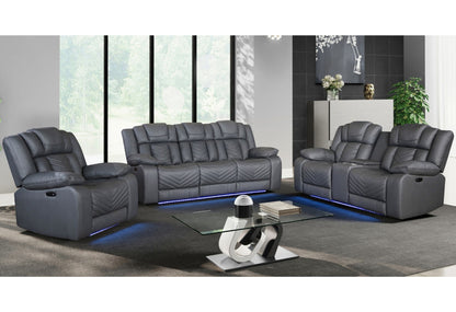 U7068 - 3 Piece Living Room Set (10 Power Reclining Sofa / Power Console Reclining Loveseat / Power Recliner With LED) - Gray