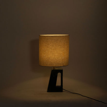 Vellum - Genuine Marble Base And Linen Textured Fabric Shade Table Lamp