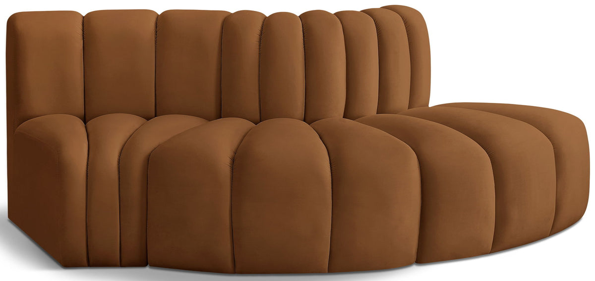 Arc - Velvet 3 Piece Modular Sofa - Saddle