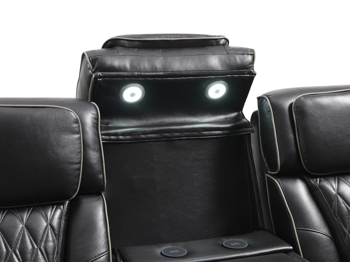 U70 - Power Reclining Sofa With Power Headrest, Reading Light, Massage, Heat, Ambient Lighting - Black