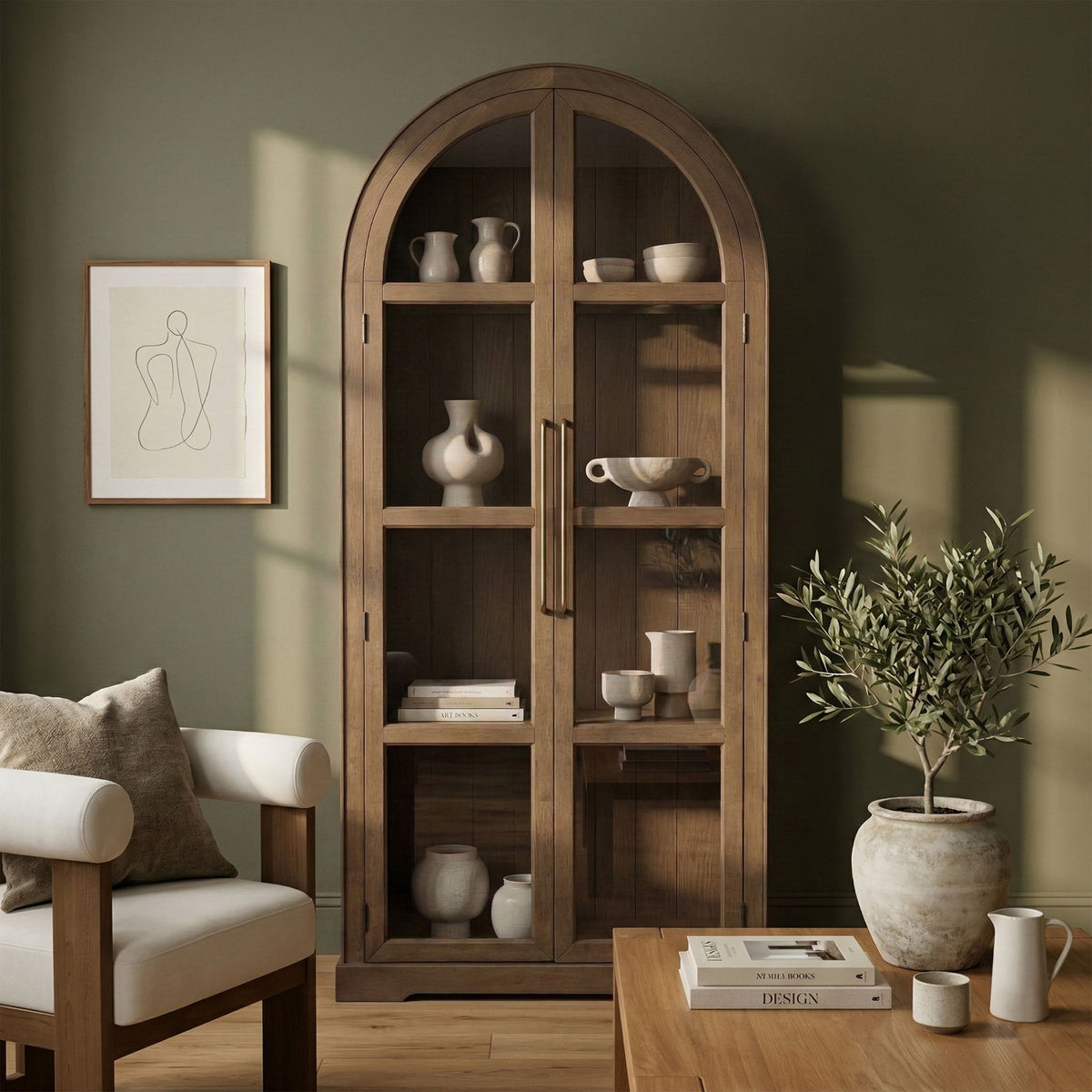Corva - Solid Wood, Oak Veneer And Stainless Steel Storage Cabinet