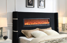 Load image into Gallery viewer, B543 - Velvet Bed With Fireplace &amp; Bluetooth Speaker &amp; USB
