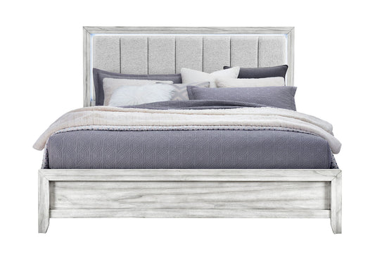 Elsie - King Bed With LED - Light Gray