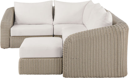 Seacrest - 123.25" Olefin Water Resistant And Wicker 5 Piece Outdoor Patio Modular Sectional