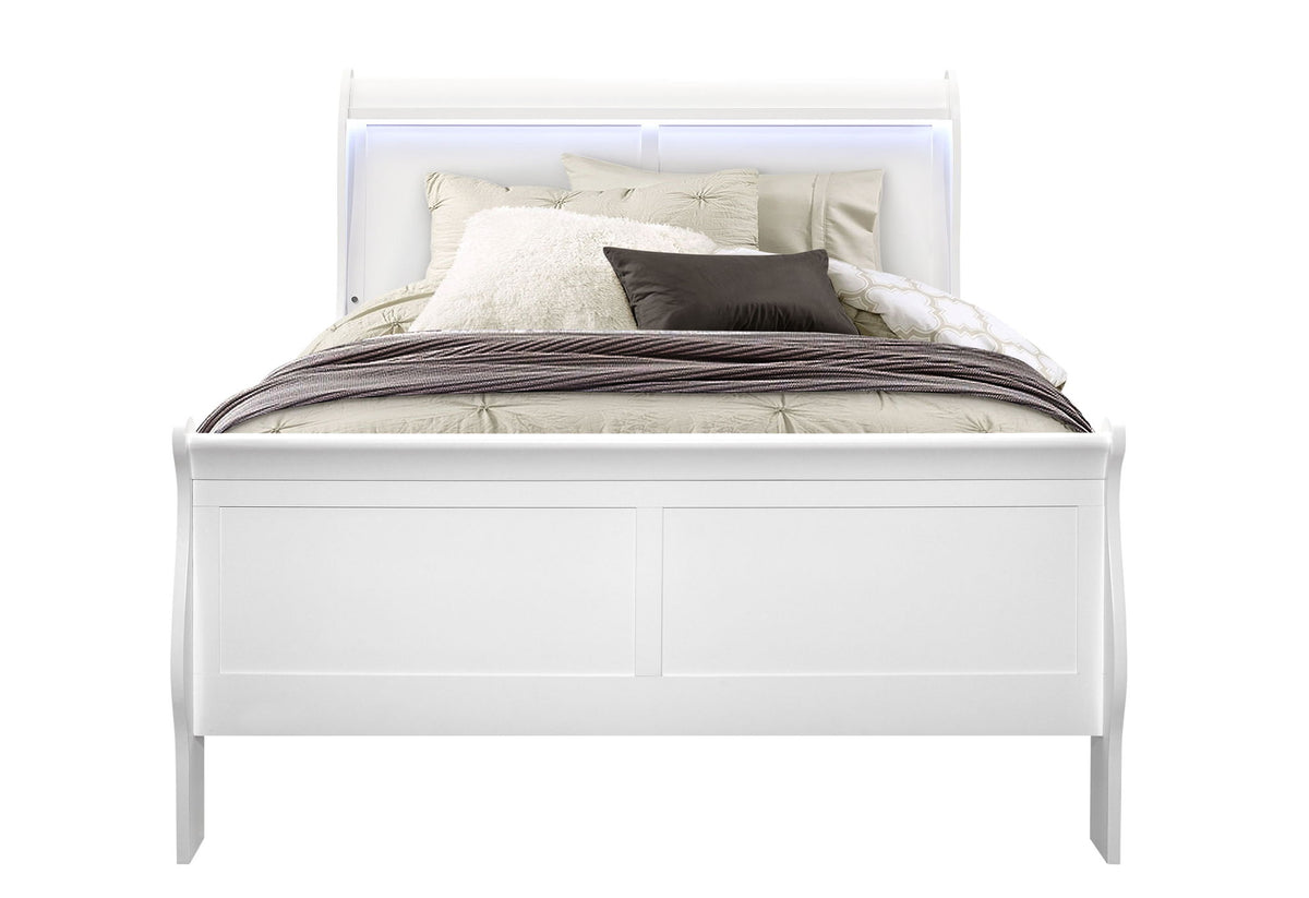 Charlie - Full Bed With LED Side Rails - White