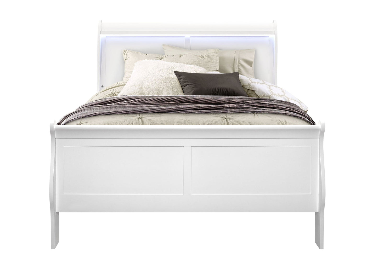 Charlie - Full Bed With LED Headboard & Footboard - White