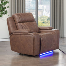 Load image into Gallery viewer, Carrow - Glider Recliner With Power Headrest &amp; Footrest, Stereo, Massage - Brown
