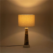Load image into Gallery viewer, Palea - Mango Wood Base And Linen Textured Fabric Shade Table Lamp - Travertine / Natural
