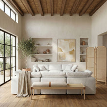 Load image into Gallery viewer, Nara - Linen Textured Fabric Upholstered Bench - Painted Natural
