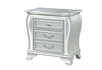 Aria - Nightstand With LED - Silver