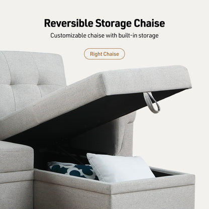 Lucca - Reversible Sleeper Sectional Sofa With Storage Chaise - Ego Home Furniture