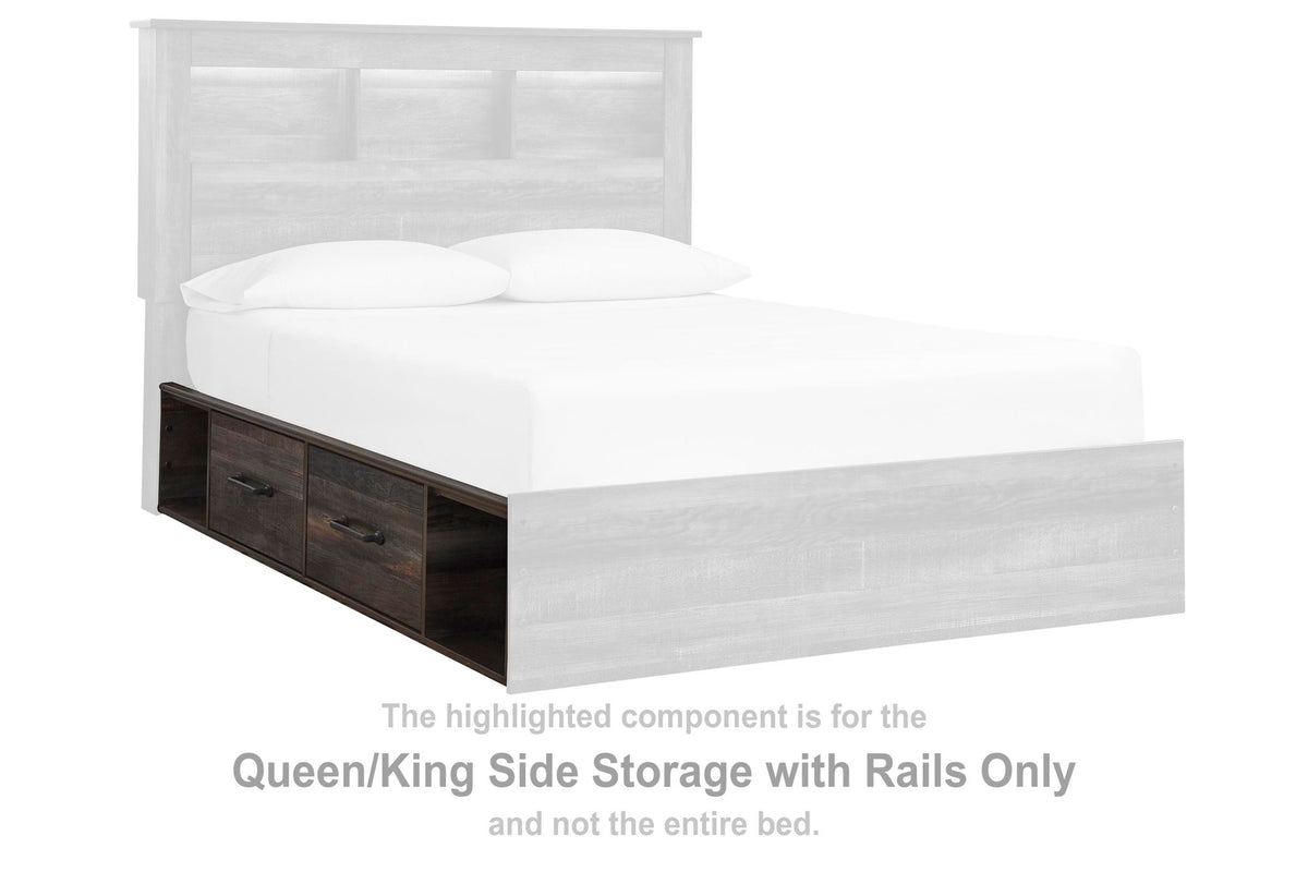 Drystan - Q/K Side Storage w/Rail - Brown / Beige