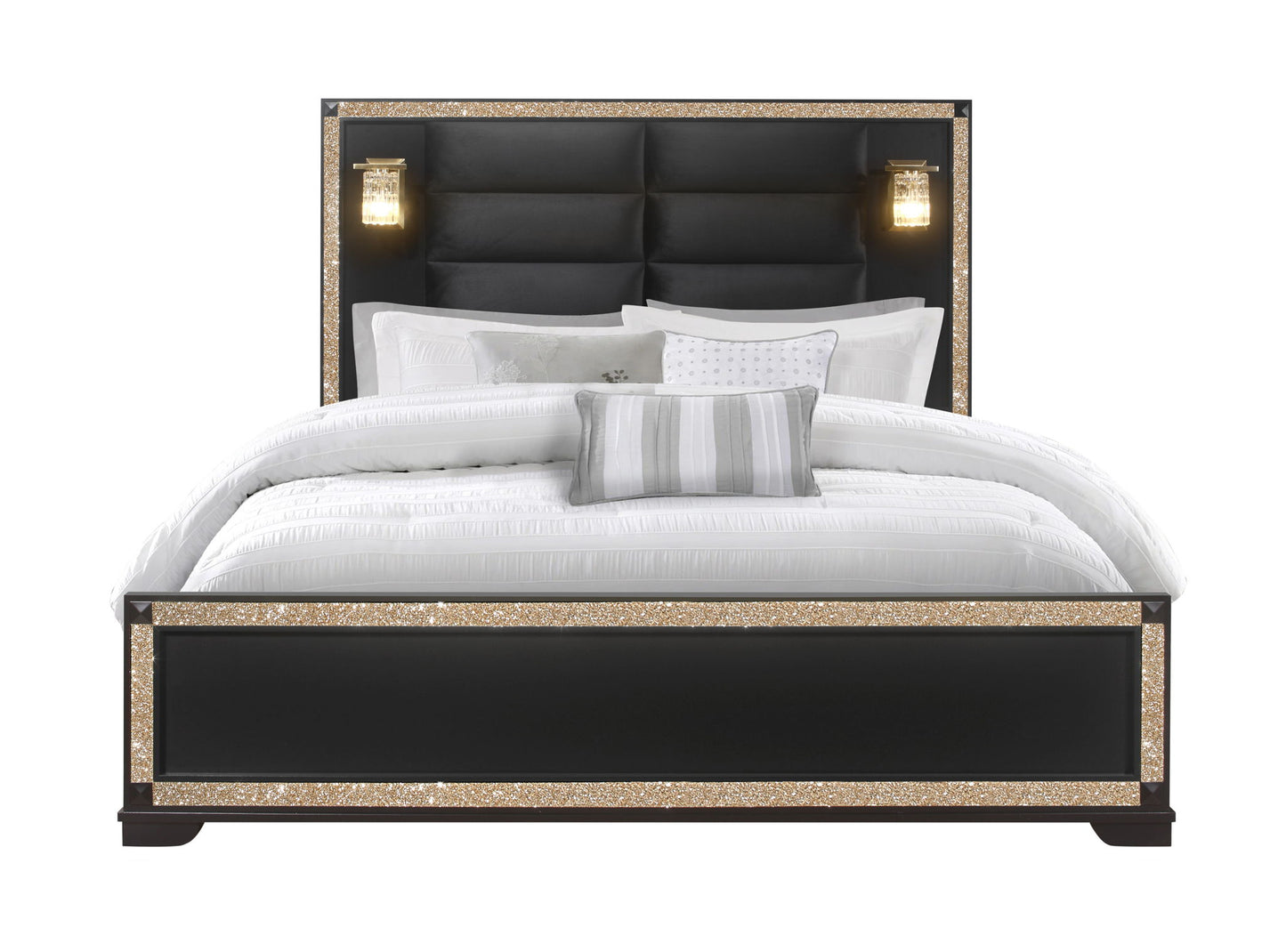 Blake - King Bed Headboard & Footboard - Black / Gold