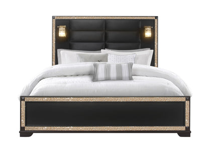 Blake - King Bed Headboard & Footboard - Black / Gold