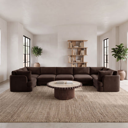 Hammond - Velvet Performance Fabric Upholstered 7 Piece U-Shaped Sectional