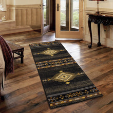 Load image into Gallery viewer, Tribes - 2'7" X 7'3" Southwest Area Rug Polypropylene - Black
