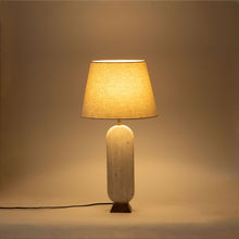 Load image into Gallery viewer, Solis - Genuine Marble And Mango Wood Base With Linen Textured Fabric Shade Table Lamp
