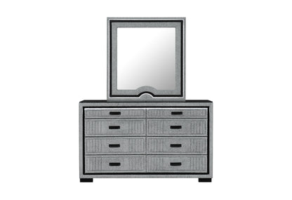 Isabella - 5 Piece King Bedroom Set (King Bed With LED, TV Lift, Bluetooth Speaker And Firpeplace Crystal) - Gray