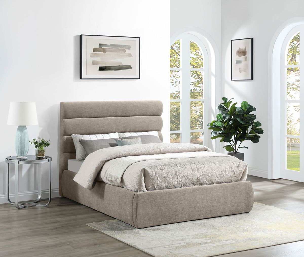 Adam - Chenille Fabric Bed With 52" Headboard