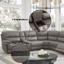 Load image into Gallery viewer, Kantu - Synthetic Leather Motion Sectional Sofa - Brown
