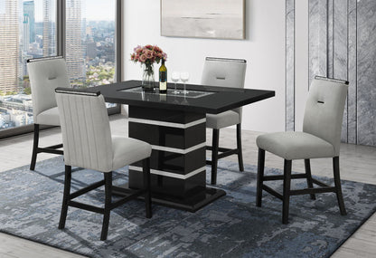 Monaco - 5 Piece Dining Room Set (Rectangular Bar Table, 4 Bar Stools) - Black